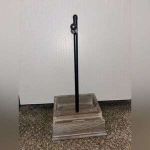 Pottery Barn Wooden Jewelry Stand with Black Metal Rod